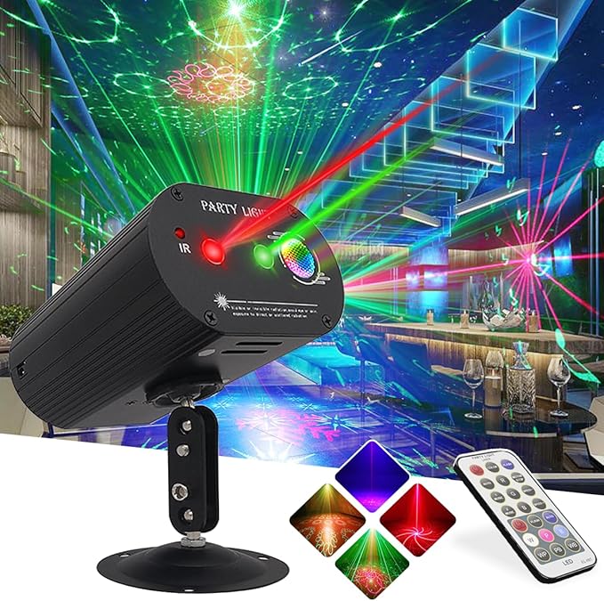 Party Lights,LED Disco Strobe Light,RGB Sound Activated with Remote Control Stage Lights,DJ Light Various Patterns Projector Effect for Bar Club Birthday Parties Christmas Holiday Decorations