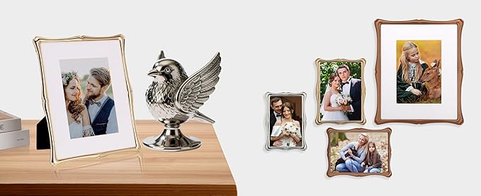 4 x 6'' Premium Alloy Gold Photo Frame - High-End Décor Picture Frames 6x4'' with Velvet Backing,Hi End Décor Metal Frames