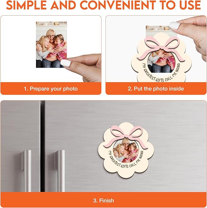 Magnetic Picture Frames - MY GREATEST GIFTS CALL ME NANA - Christmas Gift Birthday Gift for Grandma - Unique Magnet Photo Frame For Women - Magnetic Frames for Refrigerator, Locker & More