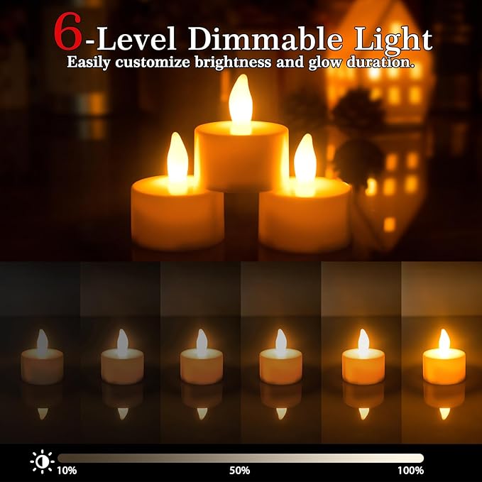HL Rechargeable Tea Lights with Remote & Charging Base,12pcs 50+Hours Rechargeable Battery Operated Tea Lights Timer, LED Votive TeaLights Flameless Candles Yellow Light for Wedding Home Party Decor