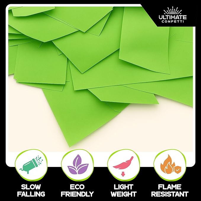 Ultimate Confetti, Rectangular Biodegradable Confetti – light Green Fluttering Tissue Paper Confetti for Cannon and Launcher use - Wedding Confeti, Birthday, Parties and Live Events - 1 lb, 16 oz