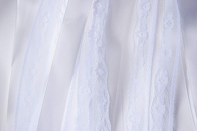 Kingsnow 50 Pack White Lace Ribbon Wands Wedding Streamers with Silver Bells, Silk Fairy Stick Wish Wands for Wedding Send off Party Activities Holiday Celebration
