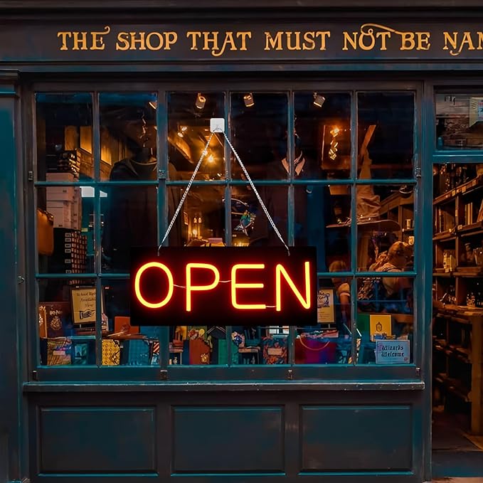 Led Open Sign for Business,OPEN and Close Double sided switching,Powered by 5V USB, And Adjustable Bright,Neon Sign for Storefront Window Glass Door Shop Store Florists Bar 15.7'' X 7''