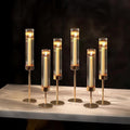 NUPTIO Hurricane Candle Holder for Centerpiece: Set of 6 Tall Candle Stick Holder with Ribbed Glass Cover - Bulk Fluted Taper Candlestick Decor for Living Room Thanksgiving Christmas