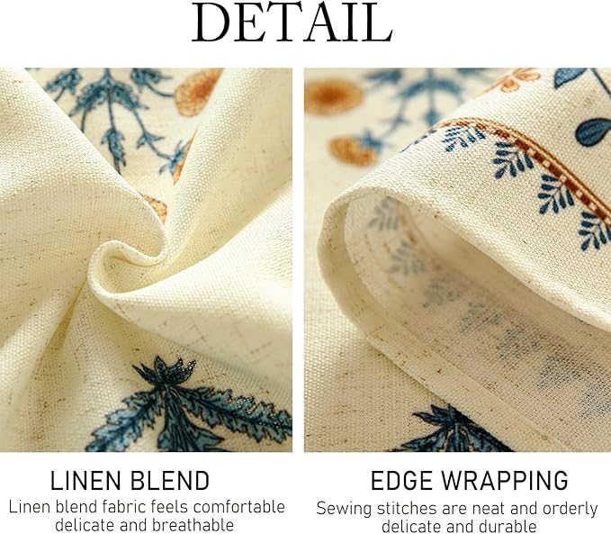 ISAENNE Designer French Pale Yellow Round Tablecloth,Linen Floral Table Cloth,Wrinkle Resistant Decor Tablecloths for Dining Thanksgiving Banquet Kitchen Party,Diameter 67"-Estevan A