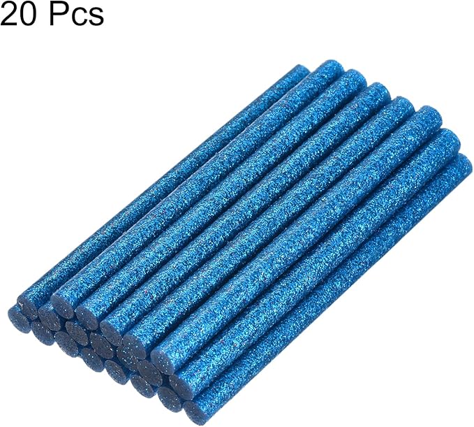 uxcell 20pcs Hot Glue Sticks for Glue Gun 11mm/0.43-inch x 8-inch Mini Hot Melt Adhesive Glue Stick Glitter Bright Blue