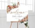 Personalized Wedding Welcome Sign, Autumn Terracotta Boho Wedding Sign Signage 12" X 18" (Small), 27" (Medium), 36" (Large), Plastic, Modern, Pole Mount, Weather