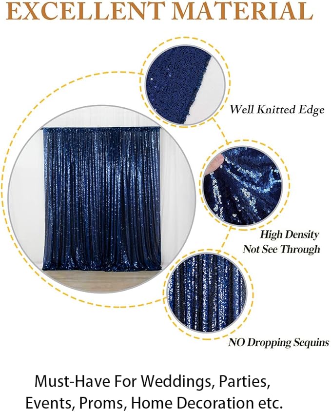 ShinyBeauty PHOTOBOOTH Background Best Choice-4FTx7FT-Sequin backdrops, Sequin Fabric,Wedding backdrops,Rust Backdrop,Sequin Curtains,Photography Backdrop (Buy it Now) (4FTx7FT, Navy Blue)