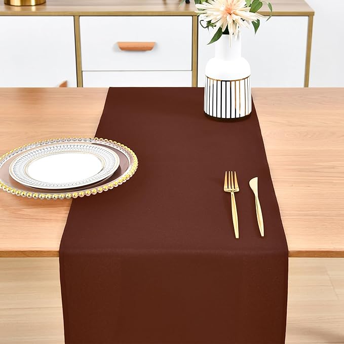 Farmhouse Chocolate Table Runner Dining Table Runners 48 Inches Long Coffee Table Runner for Dresser Living Room Bedroom Holiday Party Banquet 12X48 Inch