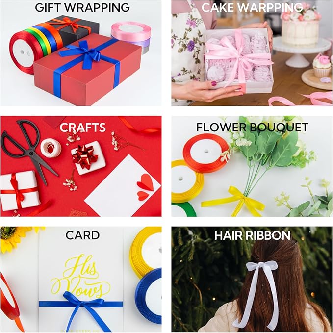 3/8 Inch 25 Yards Satin Ribbon Green, Solid Color Fabric Ribbon for Gift Wrapping, Wedding, Polyester Gift Ribbon for Birthday Party Decoration, Craft, Hair, Floral, Sewing