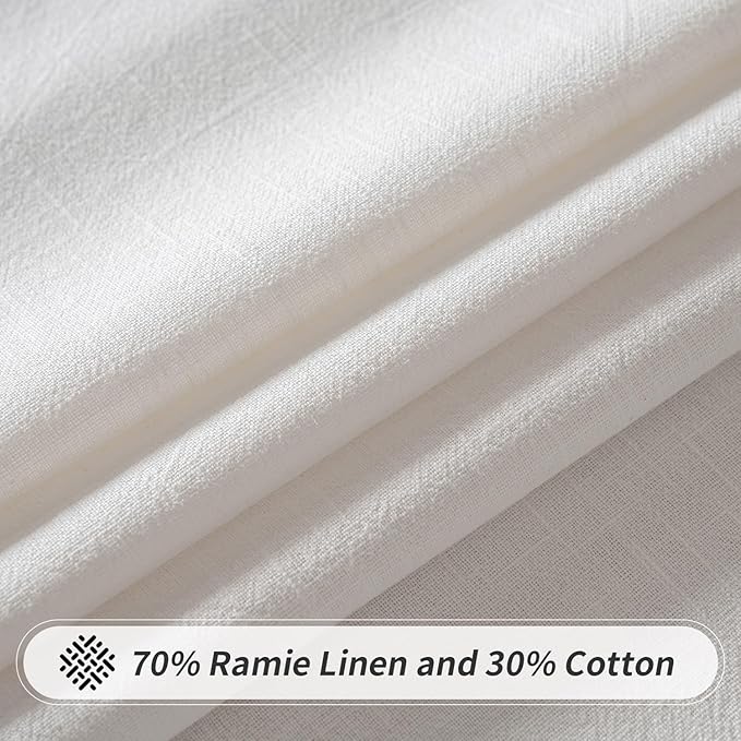 MIULEE White Linen Cotton Blend Tablecloth Rectangle, Luxury Waterproof Stain Resistant Durable Farmhouse Oblong Table Cloth for Dining Party Christmas Weddings Birthday Picnic Events, 52 x 84 inch