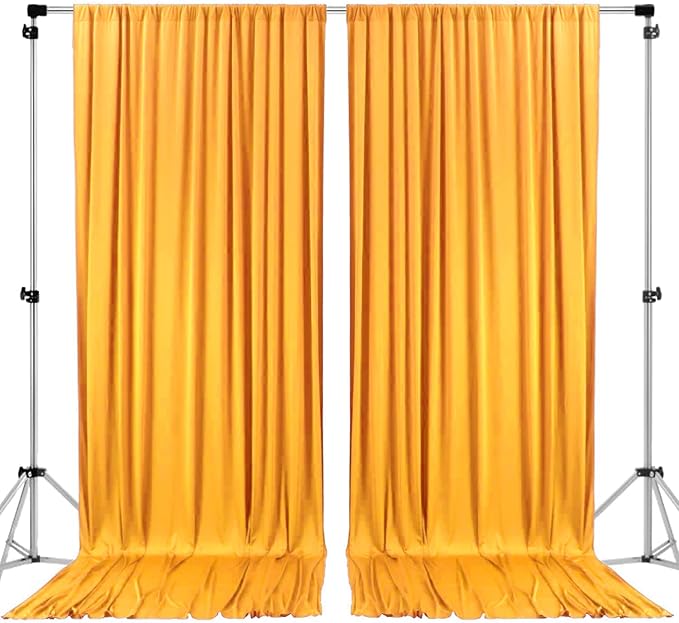 AK TRADING CO. 10 feet x 8 feet IFR Polyester Backdrop Drapes Curtains Panels with Rod Pockets - Wedding Ceremony Party Home Window Decorations - Marigold