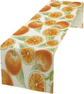 Spring Summer Orange Table Runner Watercolor Sweet Fruit Botanical Print Dinner Runner for Farmhouse Party Holiday Home Kitchen Dining Table Decor 13x36