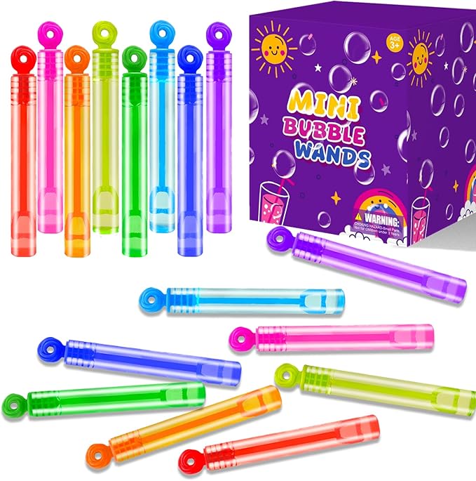 Halloween Party Goodie Bag Stuffer Fillers for Kids, 32 Pack Mini Bubble Wand Toys Gifts for Toddlers, Small Basket Pinata Birthday Camping Wedding Party Favors Supplies Classroom School Stuff Prizes
