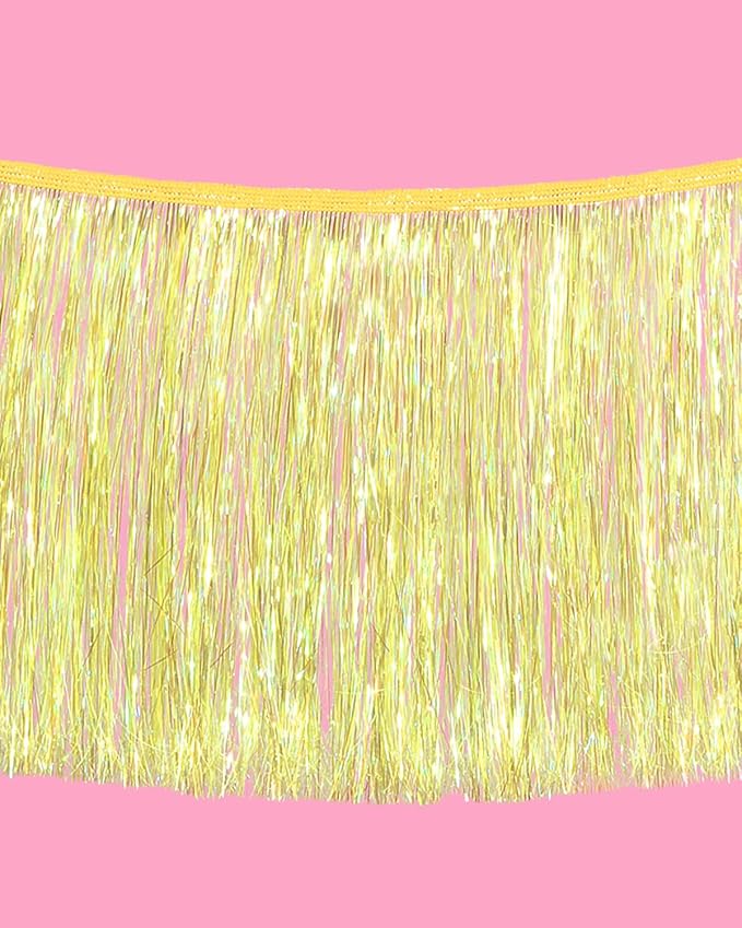 xo, Fetti Yellow Fringe Banner - 5 Ft. | Groovy Bachelorette Party Decorations, Pastel Preppy Birthday Party Decor, Smiley Baby Shower Supplies, Photo Booth Backdrop, HBD