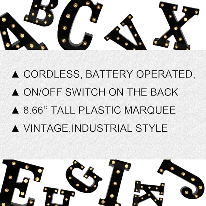 OYCBUZO Light Up Black Alphabet Marquee Letters Sign LED Marquee Number Lights Sign for Night Light Home Bar Christmas Lamp Birthday Party Wedding Decoration Q