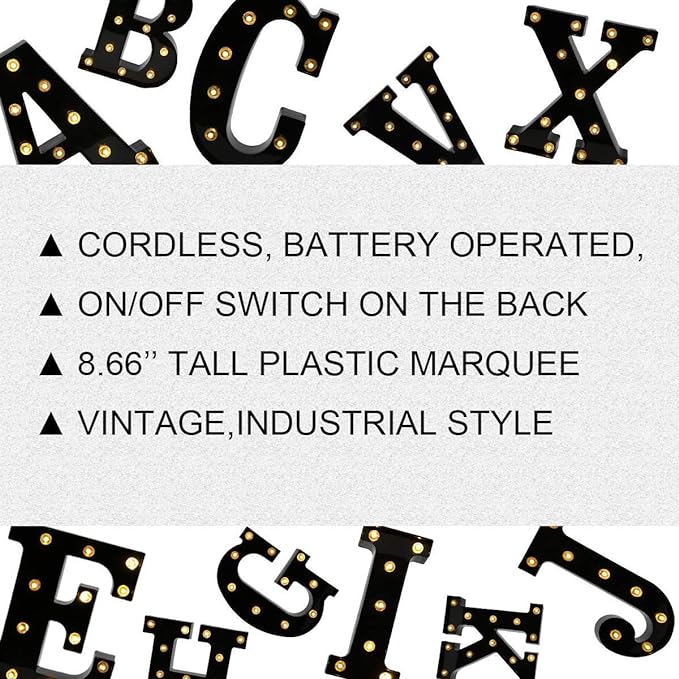OYCBUZO Light Up Black Alphabet Marquee Letters Sign LED Marquee Number Lights Sign for Night Light Home Bar Christmas Lamp Birthday Party Wedding Decoration Z
