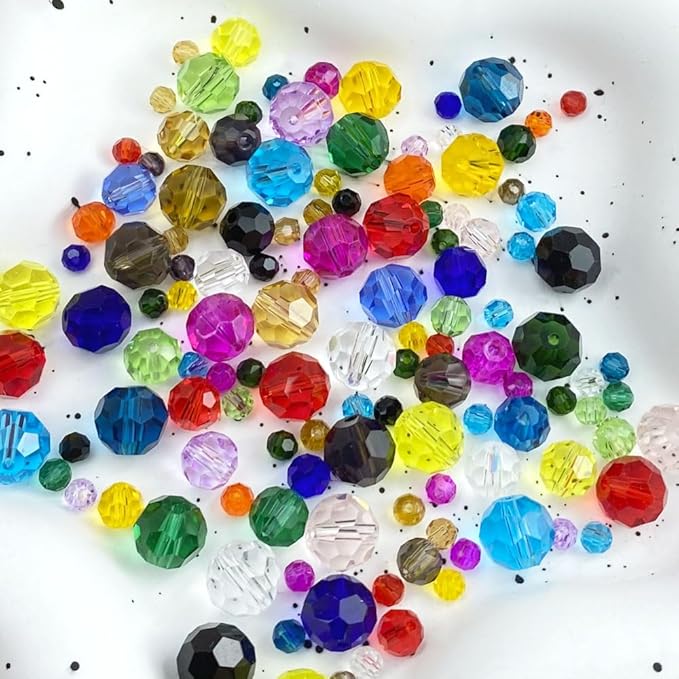 400 PCS 4mm Crystal Glass Beads Round Multiple Faceted Loose Spacer Glass Beads for DIY Handcrafte Bracelet Necklace Earring Jewelry Making(Violet)