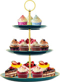 PinCute Cupcake Stand Holder - 3 Tier Cup Cake Dessert Stands, Plastic Tiered Serving Tray&Metal Rod for Birthday Party, Wedding, Tea Party, Baby Shower-Green