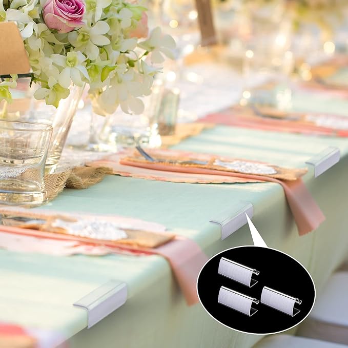 12 Pieces Table Skirting Clips Clear Tablecloth Clips for Indoor Outdoor Events Wedding Meeting Party Picnic Banquet