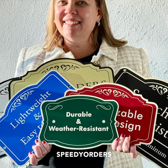 Custom Decorative Outdoor Metal Sign, Personalized Aluminum Driveway Sign, Waterproof, Made In USA, Design 3 Metallic Silver 30x24 In