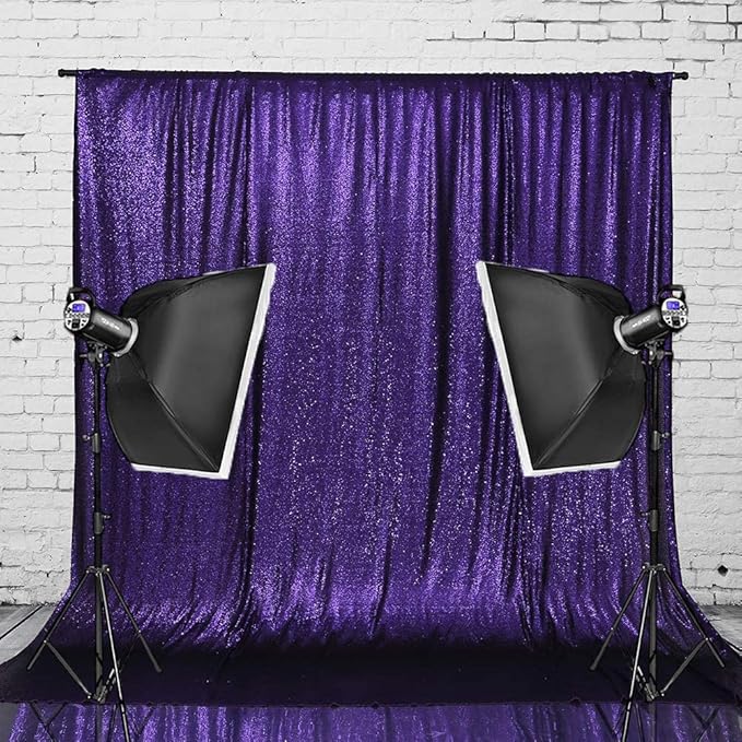 Eternal Beauty Purple Sequin Backdrop, 8x10 Ft Halloween Glitter Background Curtains for Shimmer Photography Party Wedding Birthday Back Drop Decor