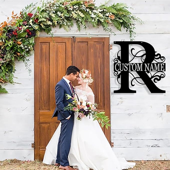 Custom Metal Name Sign, Personalized Family Last Name Signs for Home, Split Letter Monogram Wall Art Decor, Customized Metal Signs for Outdoor, Personalized Wedding Housewarming Gift