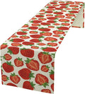Strawberry Table Runner,Spring Summer Fruit Print Table Runner for Kitchen Dining Table Home Party Decoration 13x120 Inch