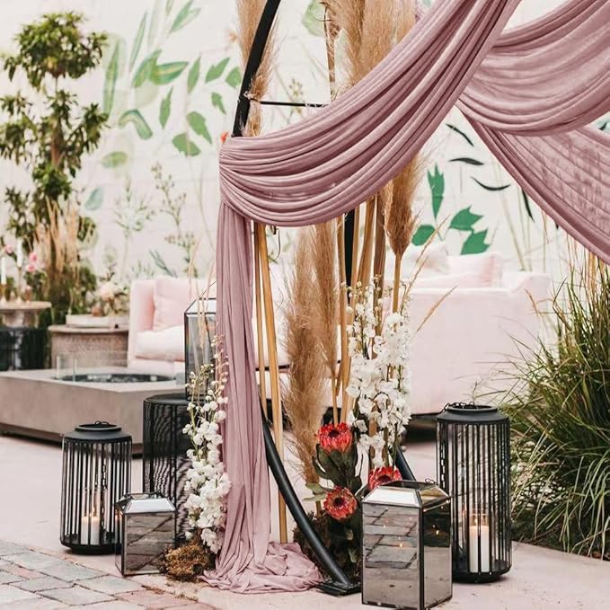 Wedding Arch Draping Fabric 1 Panel 30'' x 18FT Dusty Rose Sheer Chiffon Arch Drapery for Photo Booth Bridal Shower Baby Shower Church Decor Newborn Photography Christening Outdoor Party