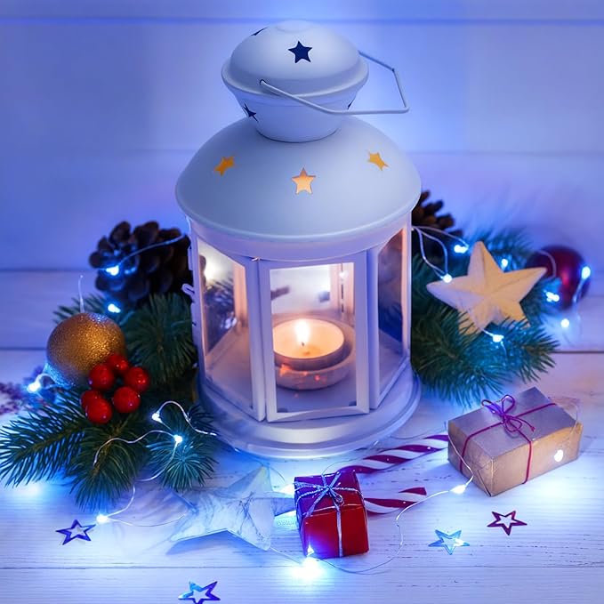 Lakumu 12 Pack Fairy Lights Battery Operated -7FT 20LED String Lights Silver Wire Firefly Starry Lights for DIY Christmas Decorations Mason Jar Wedding Party Centerpiece Table Decor, Blue