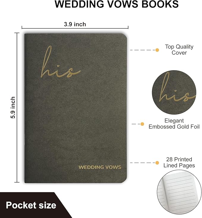 Wedding Vow Books His and Hers, Wedding Registry Gifts Ideas for Bride & Groom,Wedding Essentials