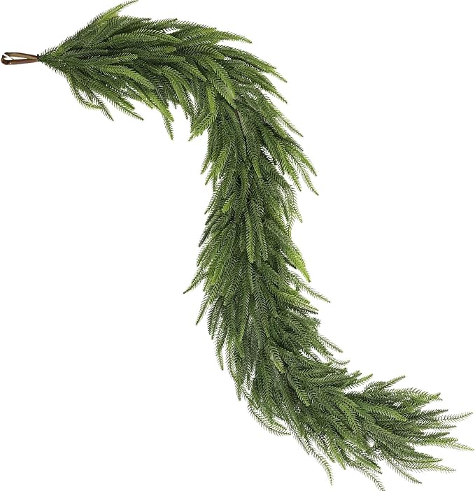 16FT Christmas Norfolk Pine Garland -1PCS, Artificial Pine Needles Garlands Faux Greenery Fake Garland for Holiday Fireplace,Table,Window,Stairs,Mante,Indoor Outdoor Decor