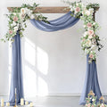 Socomi Wedding Arch Draping Fabric 3 Panels 29" x 19Ft Dusty Blue Sheer Chiffon Curtain Drapes 6 Yards for Wedding Ceremony Birthday Party Decoration