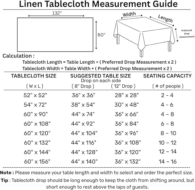 Solino Home Garden Green Linen Tablecloth 60 x 132 Inch - 100% Pure Linen Hemstitch Table Cloth for Rectangle Tables - Classic Hemstitch, Machine Washable Tablecloth for Christmas