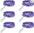 Minetom 6 Pack Purple Fairy Lights Battery Operated with Timer - 7ft 20 LED Waterproof Short Micro Firefly Lights for Halloween Decor, Pumpkin DIY Craft, Paper Lantern Decoration