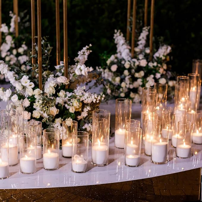 12 Pcs Thin Glass Cylinder Vases 2.5''/3.3'' Diameter 2mm Wall Thickness Clear Flowers Vase Hurricane Floating Candles Holders for Table Centerpieces Wedding Decor (2.5'' X 5'',6'',8'')