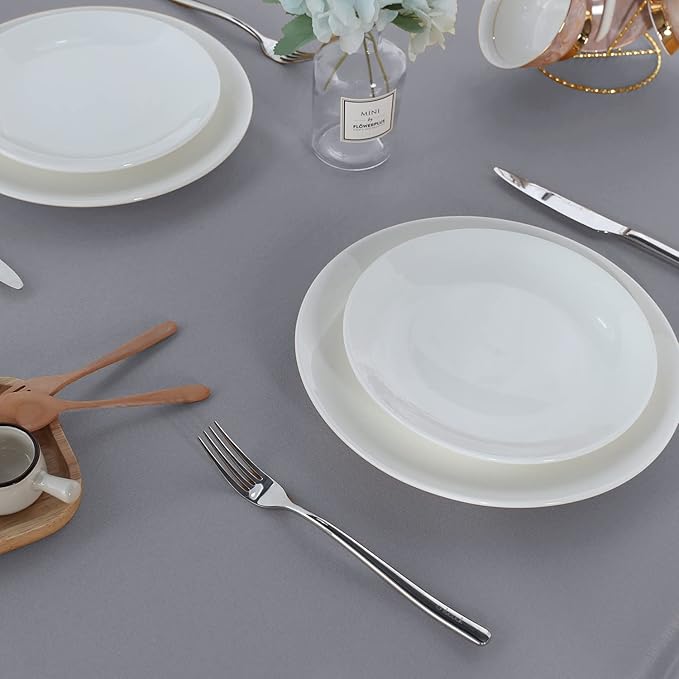 Fitable Rectangle Tablecloth Stain and Wrinkle Resistant Washable Polyester Table Cloth for Buffet Parties and Camping (54x108 inch, Light Grey)