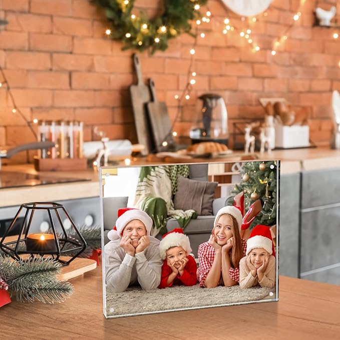 TWING Acrylic Picture Frame 8x10, 5 Pack 8x10 Magnetic Photo Frame 12+12 MM Thick 8 by 10 Picture Frames Clear Picture Frame Self Standing Double Sided Frame Gift Ideal