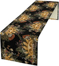 Sun Moon Table Runner, Bohomian Mushroom Daisy Table Gothic Dragonly Butterfly Table Center Decor Table Runner for Indoor Outdoor Party Kitchen Dinner Black, 13x36 Inch
