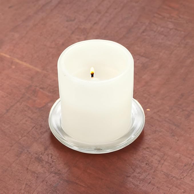 WGV Tea Light Votive Candle Holder Plate 4" W, Clear Flat Plate Glass, Small Home Accent Decor, 6 Pc