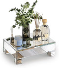 Mirrored Risers for Display, Tabletop Display Stand, Mirrored Perfume Tray for Vanity, Silver Soap Stand, Pedestal Stand, Glass Risers for Countertop, 8.6”W x 6”D x 3”H