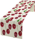 Red Cherry Table Runner Watercolor Tropical Fruit Spring Summer Wild Berry Dinner Runner for Girl Baby Shower Party Holiday Home Kitchen Dining Table Decor 13x120