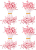 600-Pack Flower Stamens for Crafts, 5mm Double Heads Artificial Pearl Floral Pistil Mini Flower Pollens Stamens for DIY Making/Wedding/Scrapbook Decoration [Orange Pink]