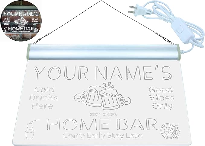 ADVPRO Personalized Your Name Custom Home Bar Beer Established Year Single Color LED Neon Sign 24 x 16 Inches st4s64-p11-tm-w