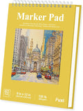Marker Paper Sketchbook, 9"X12" Alcohol Marker Paper, 60 Sheets (200gsm/ 120lb) Marker Sketchbook Bleedproof, Professional Art Supplies for Adults & Teens.