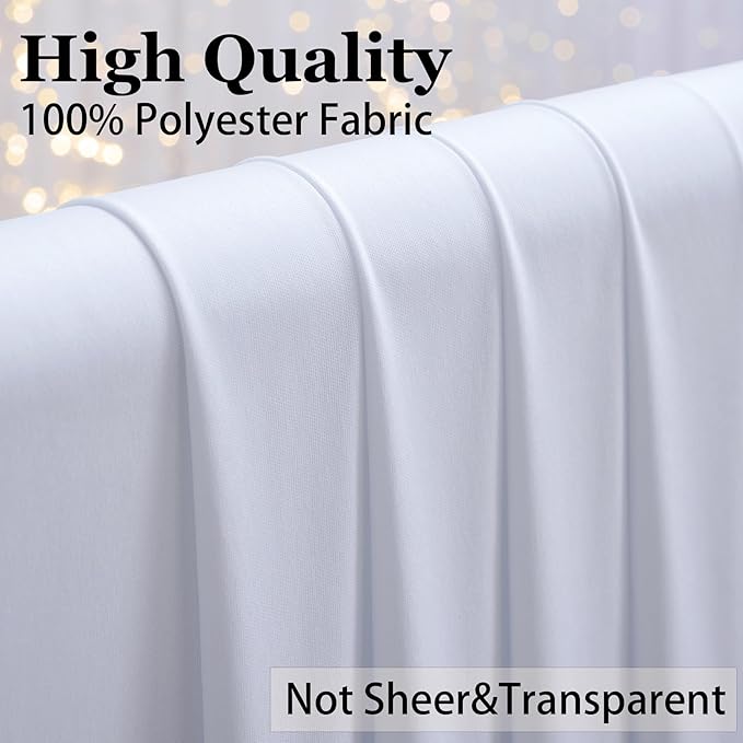 50×14 ft White Wrinkle Free Backdrop Curtain for Wedding Parties, 10 Panels 5×14ft Height Soft Silky Polyester Backdrop Drapes White Photo Back Drop Curtains for Birthday Photography Background Cloth