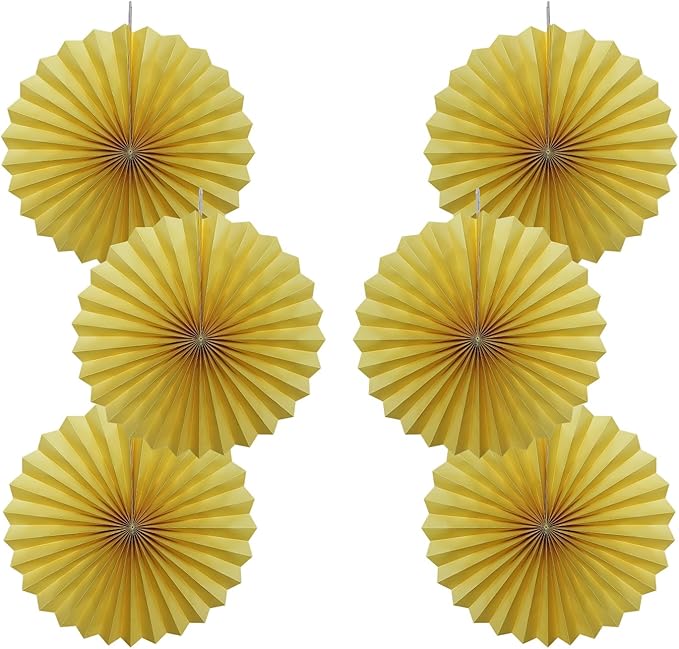 Yellow Birthday Decorations,DIY Yellow Paper Fans Hanging Decoration ,Party Supplies Party Fans 16in, Wedding Graduation Events Accessories 30 Color DIY Set （Yellow）