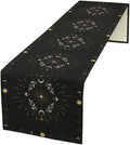 Sun Moon Table Runner - Magical Leaves Mysterious Western Traditional Elements Black White Table Runner for Party Living Room Home Kitchen Dinner - 13x70 Inch