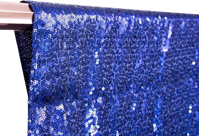 SquarePie Sequin Backdrop Non-Transparent Background Sparkly Curtain for Wedding Party 2FT x 8FT Navy Blue 2pcs