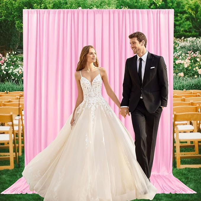 2 Panels Rose Pink Backdrop Curtain, 10 x 7 Feet Background Curtains for Parties, Weddings, Baby Showers, Bachelorette Halloween, Christmas Birthday Party Photoshoot Backdrop Curtains Decorations